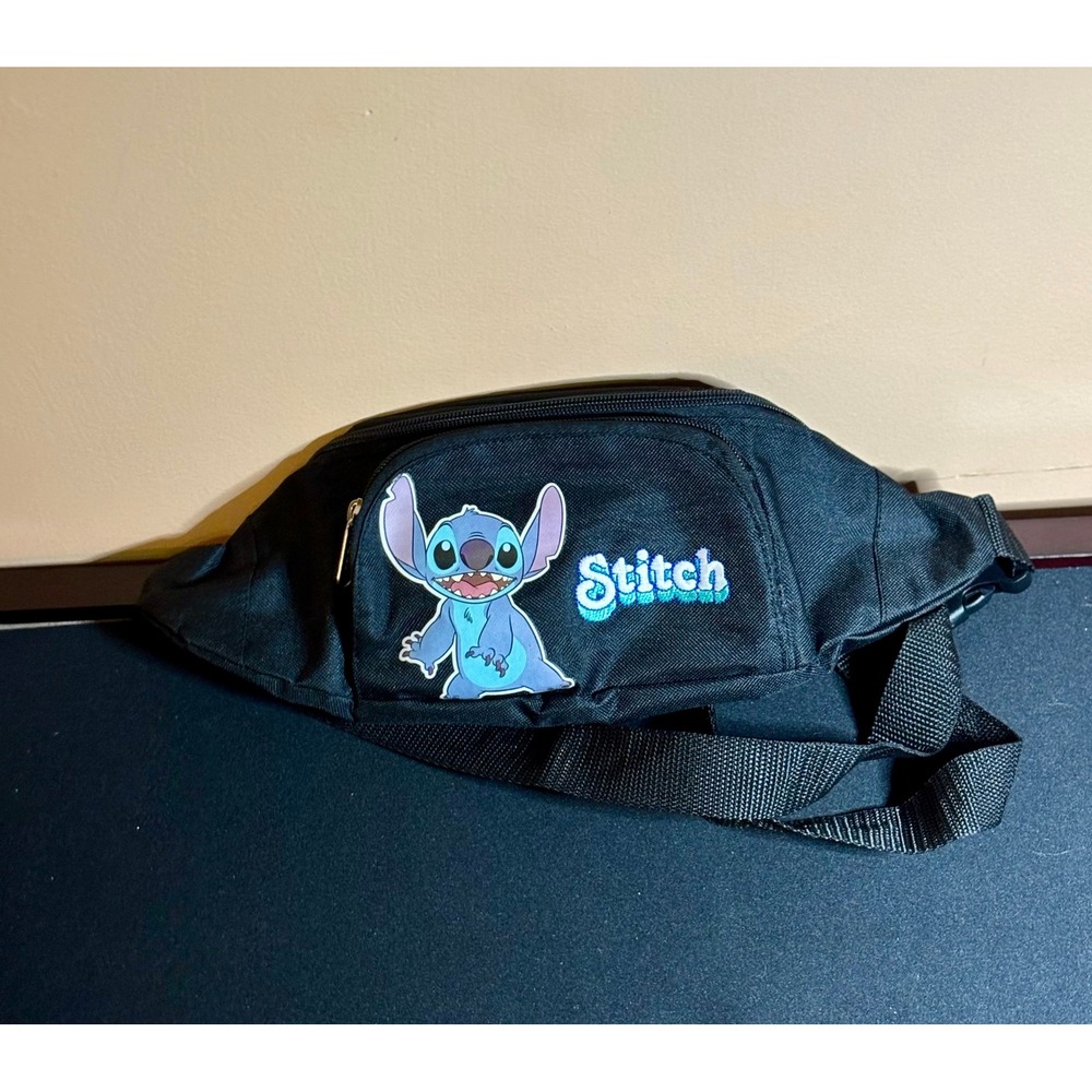 Adult Disney Stitch Black Canvas Waist Bag Fanny Pack Adjustable Strap 36"
